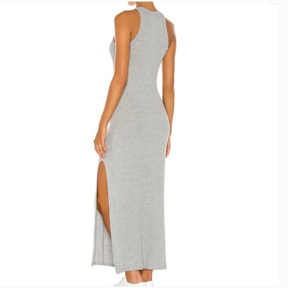 LNA Candi Maxi Ribbed Tank Dress Heather Gray Revolve Small Medium Slit Leg - Picture 2 of 5